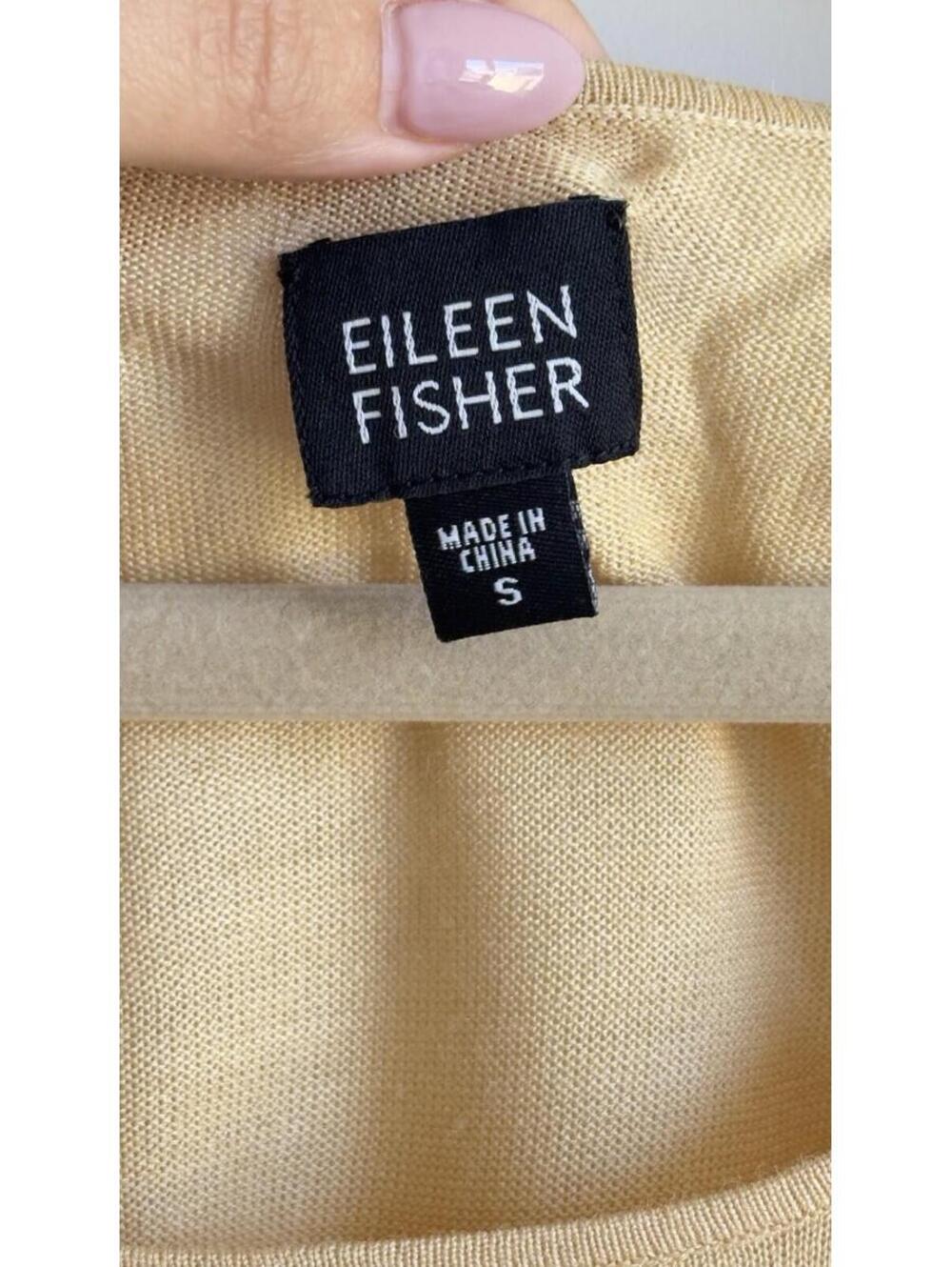 Eileen Fisher 100% Silk Knit Tank Top Yellow Sleeveless Scoop Neck Size S - Picture 2 of 7